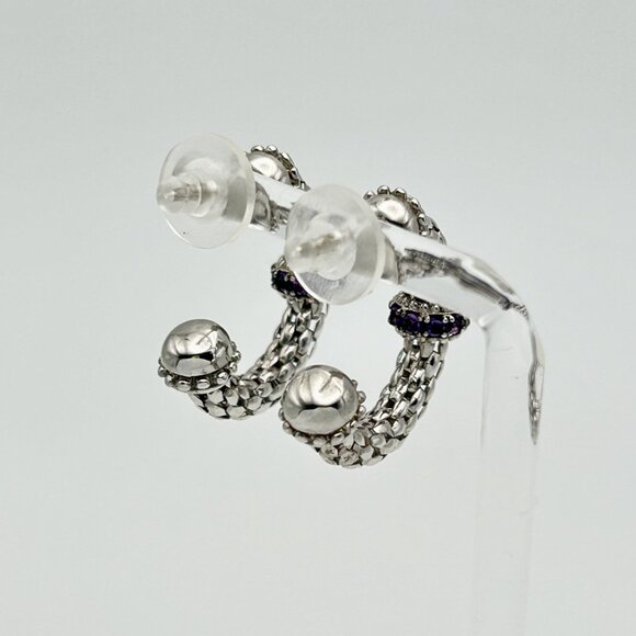 Phillip Gavriel Prosecco Sterling Siver Amethyst Hoops Earrings - Picture 3 of 9